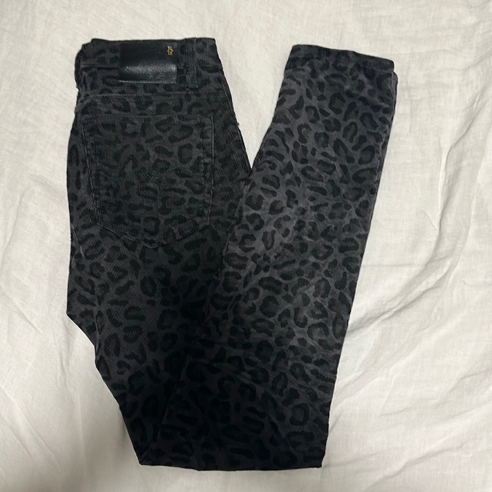 R13 high rise skinny charcoal leopard corduroy 27